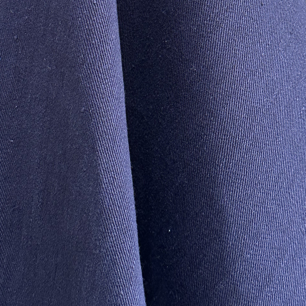 Close-up of Cairn indigo blue hemp twill fabric texture