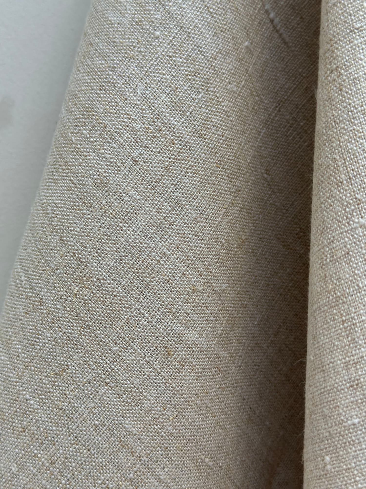 Close-up of Dama hemp fabric texture in natural colour