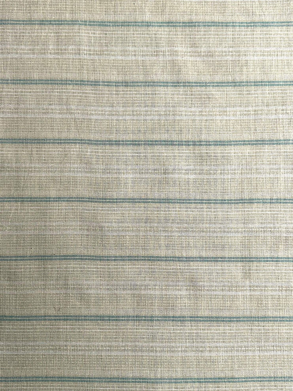 Textured Dune hemp fabric with horizontal stripes in beige and blue