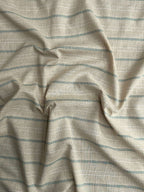 Textured hemp fabric Dune with blue stripes for interiors