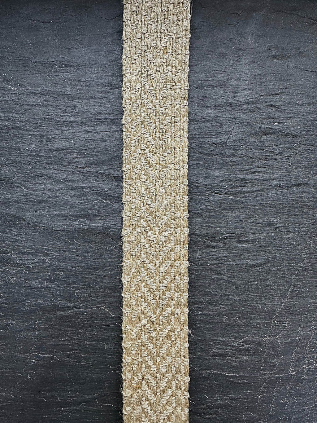 Herringbone hemp webbing braid strip in natural